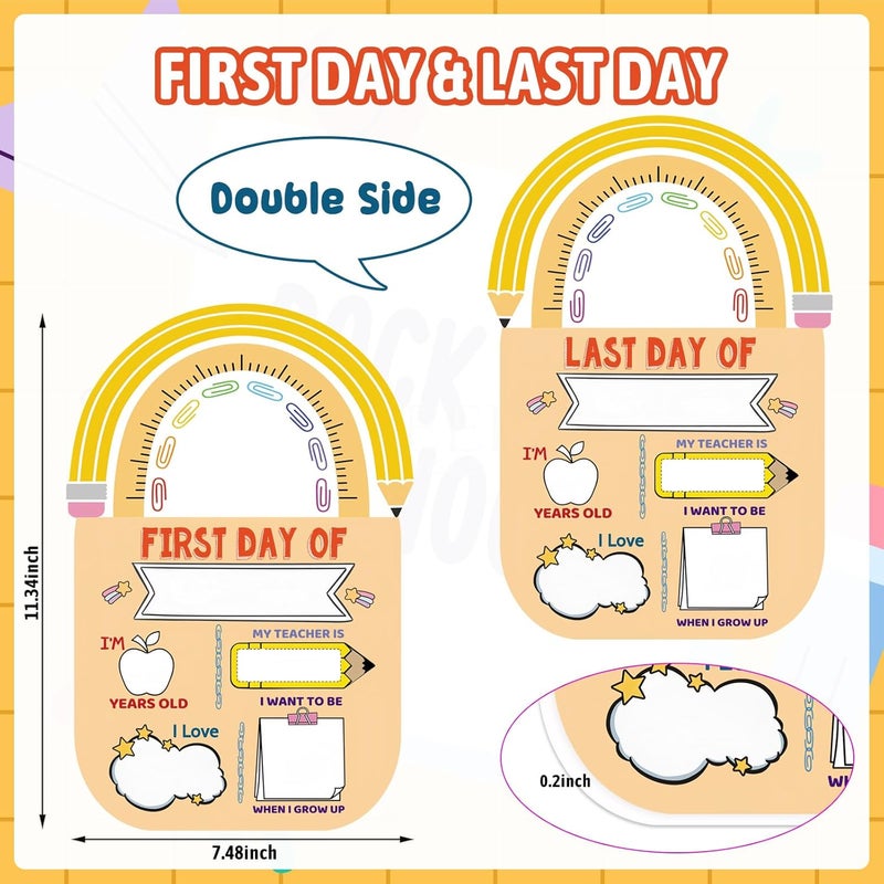 Hoblynth First and Last Day of School Chalkboard Sign Double Sided Back to School Board Signs for Kids Girls Boys Reusable 1st Day of Kindergarten Preschool Photo Props Sign - Image 5